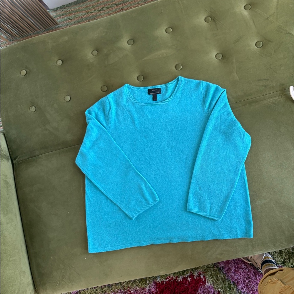 J. Crew Cashmere Crewneck Sweater in Turquoise - Picture 4 of 4
